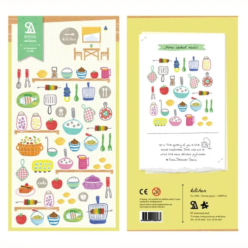 Autocollants Suatelier Foods, scrapbooking esthétique, jolis stickers pour carnets de voyage, décorations coréennes, agendas et fournitures de loisirs créatifs.