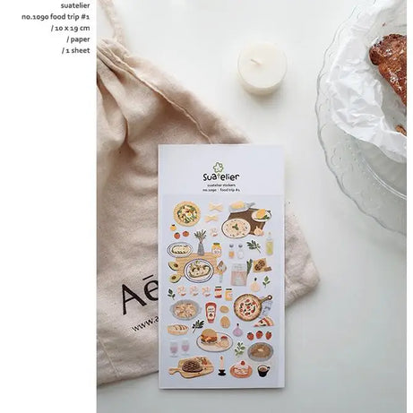 Autocollants Suatelier Foods, scrapbooking esthétique, jolis stickers pour carnets de voyage, décorations coréennes, agendas et fournitures de loisirs créatifs.