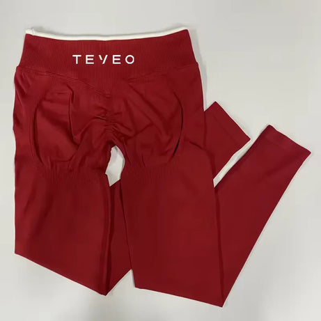 TEVEO Ignite Sculpt Leggings froncés sans coutures pour femme, pantalon de yoga, gainage des hanches, course à pied, sport, salle de gym, gamme Ignite Sculpt