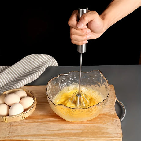 Batteur à œufs en acier inoxydable, mélangeur semi-automatique durable pour mélanger, remuer et battre les œufs sans effort, idéal pour la pâtisserie.