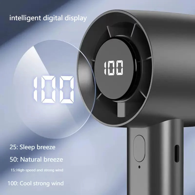 Mini ventilateur portable avec affichage LED, refroidissement par semi-conducteurs, 100 vitesses, batterie rechargeable USB, ventilateur d'extérieur