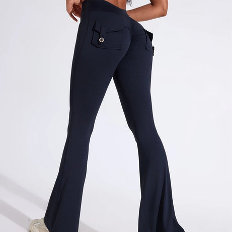 Pantalon de yoga taille haute à poches pour femme DIAS FIT JOY, effet push-up, séchage rapide, idéal pour la course, le sport et la salle de gym.