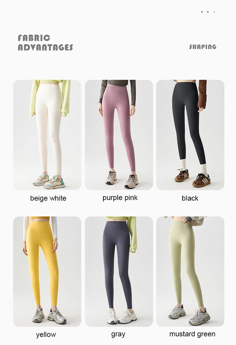 Leggings de sport et de fitness BIVIGAOS Printemps-Été, colorés, sans coutures, effet peau de requin, fins, élastiques et moulants.