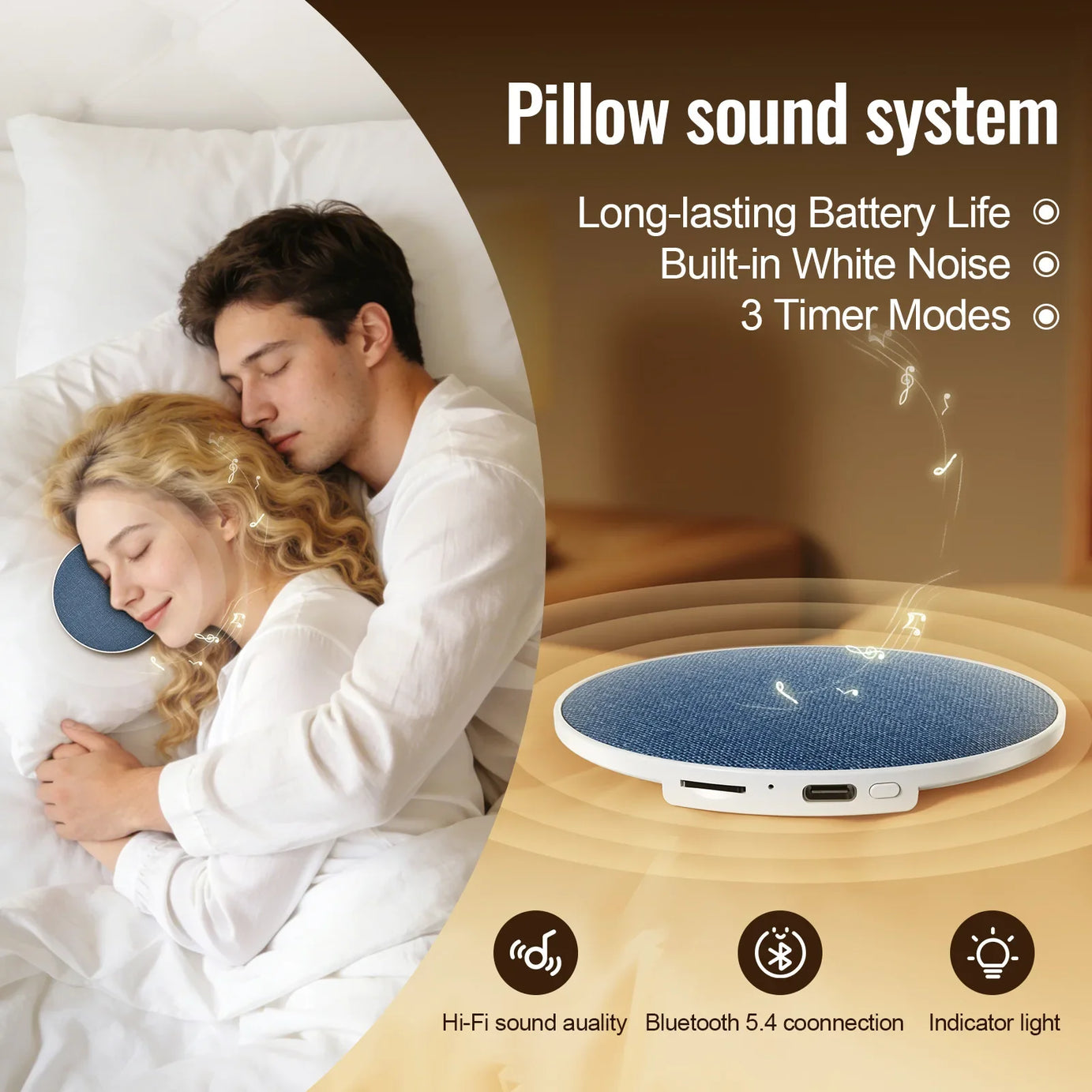 Aide au sommeil par haut-parleur d'oreiller à ultrasons, son dynamique haute qualité, enceinte Bluetooth papillon 2026