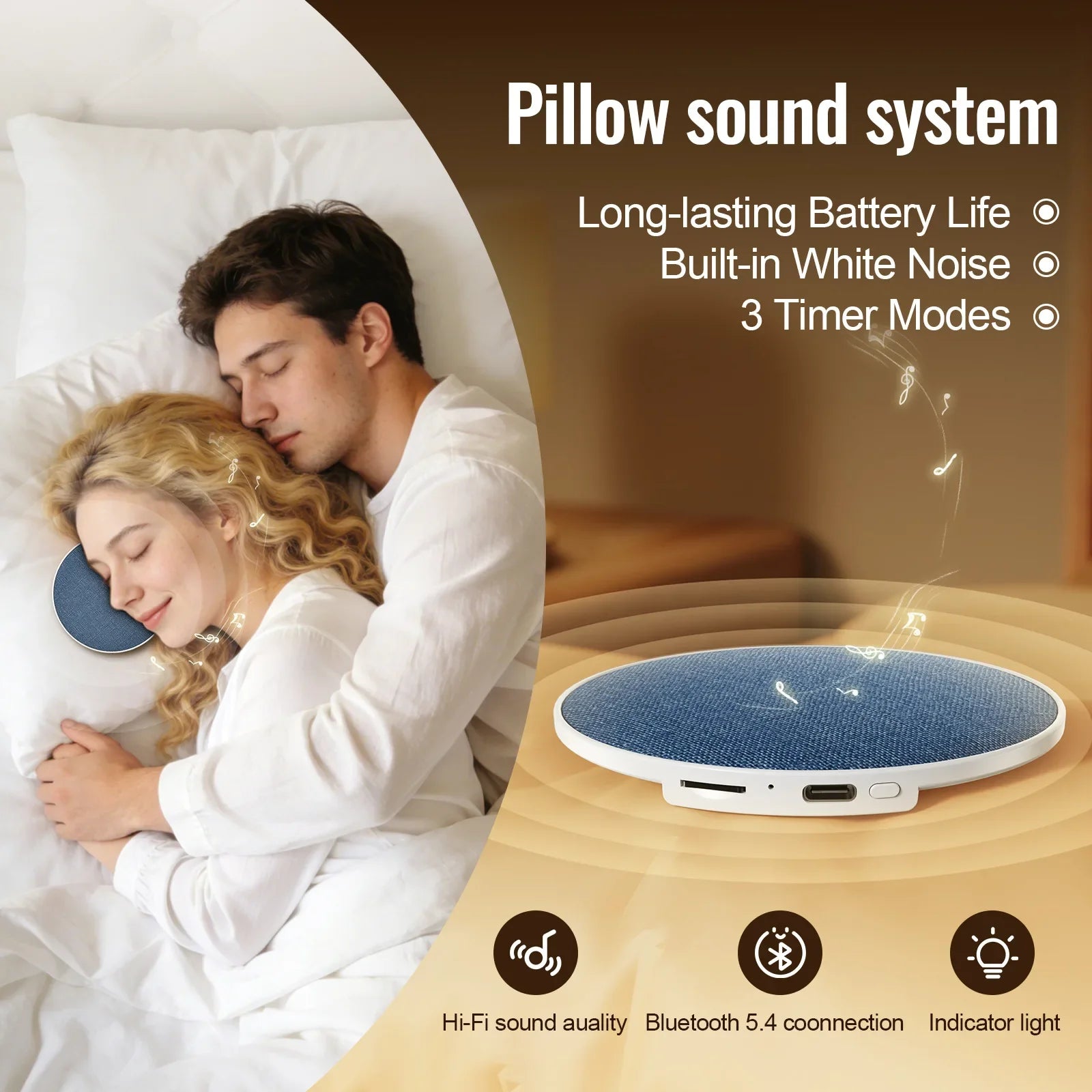 Aide au sommeil par haut-parleur d'oreiller à ultrasons, son dynamique haute qualité, enceinte Bluetooth papillon 2026