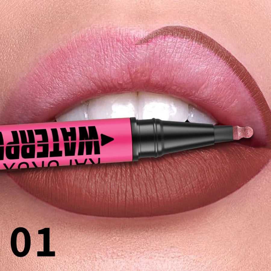 Crayon à lèvres liquide mat 12 couleurs, waterproof, effet repulpant, pour un contour des lèvres naturel et un maquillage contour des lèvres impeccable.