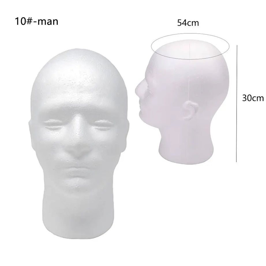 1 tête de mannequin en mousse pour perruque, lunettes et chapeau, présentoir pour accessoires capillaires, modèle de tête féminine.