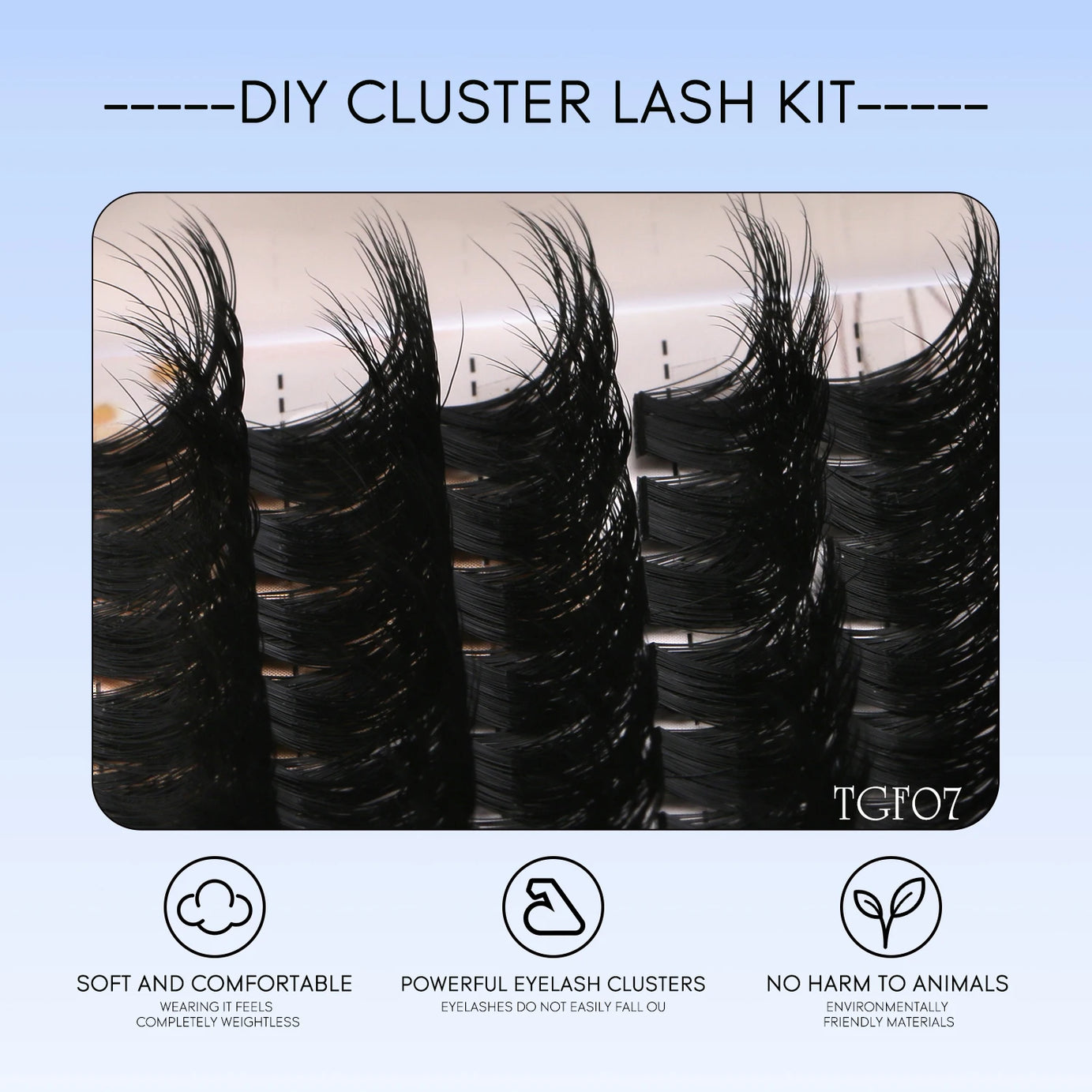 Kit de faux cils GROINNEYA avec patchs waterproof à tenue forte, kit d'extension de cils à faire soi-même, colle et fixateur, pince à épiler et maquillage.