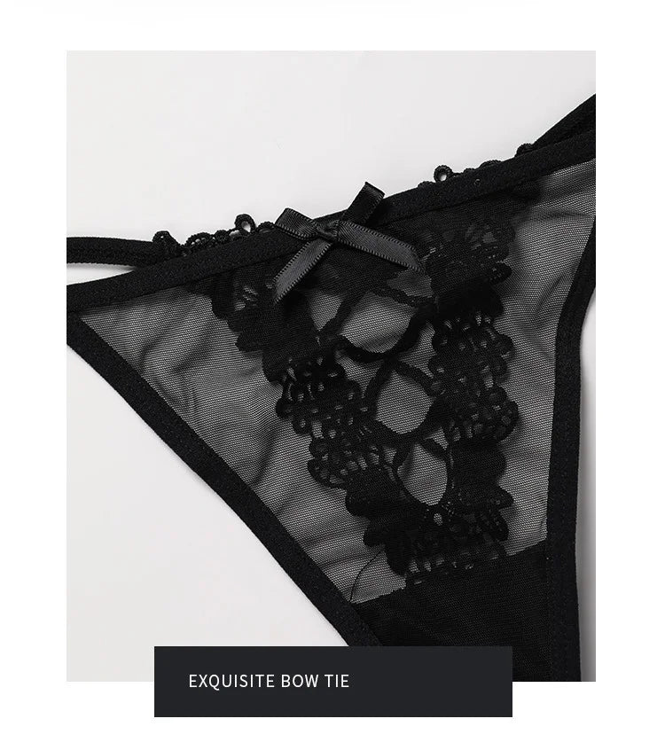 Sexy Girls G String Lace Panties Women Briefs Hollow Out Transparent Thong Thin Underwear Female Low Waist Lingerie Size S-XL