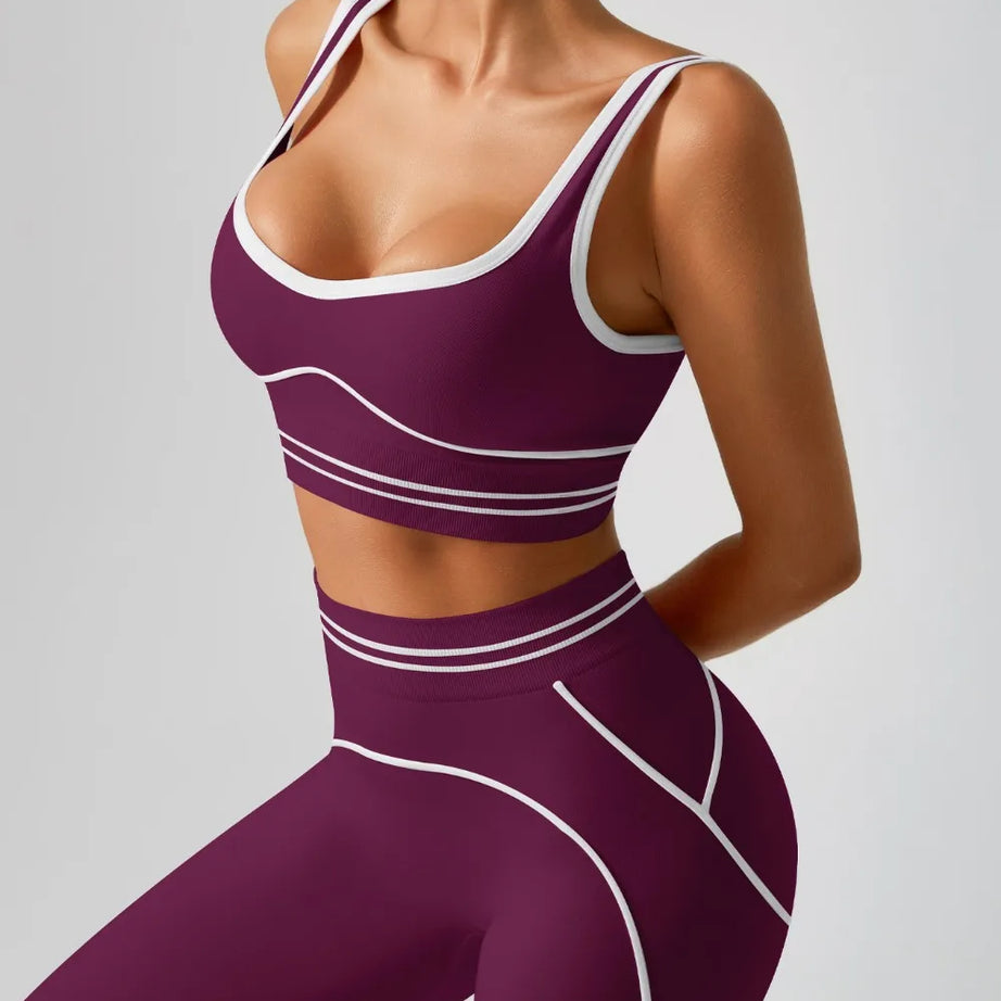 Ensemble de yoga sans coutures pour femme - Soutien-gorge de sport et legging taille haute, tenue de sport idéale pour la salle de sport, le fitness et les exercices d'étirement.