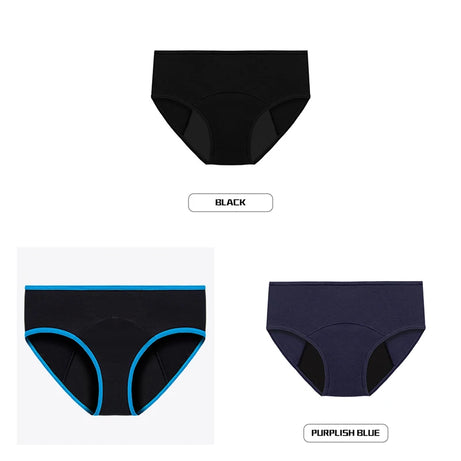Lot de 3 culottes menstruelles pour femmes, anti-fuites, en coton, absorbantes, physiologiques, pour les règles.