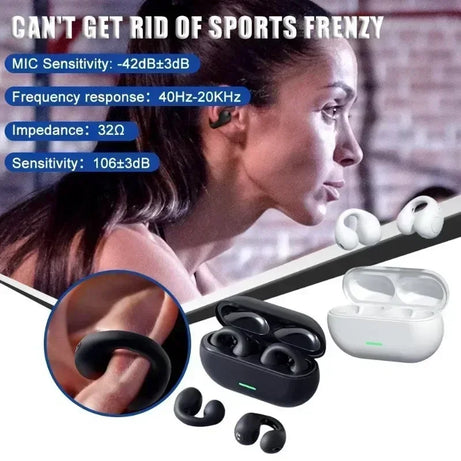 Nouveaux écouteurs sans fil à conduction osseuse T75 d'origine, Bluetooth 5.3, pour le sport, avec un son HiFi et une étanchéité optimale. Casque TWS étanche.