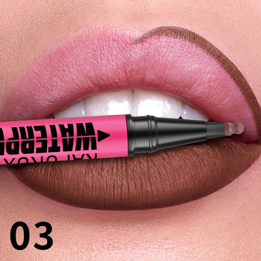 Crayon à lèvres liquide mat 12 couleurs, waterproof, effet repulpant, pour un contour des lèvres naturel et un maquillage contour des lèvres impeccable.