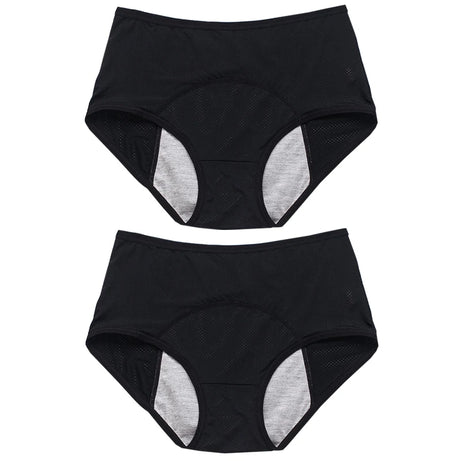 Lot de 2 culottes physiologiques pour femmes, culottes menstruelles anti-fuites, taille mi-haute, en soie glacée.