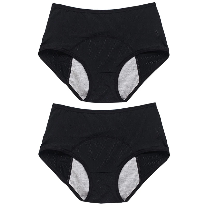 Lot de 2 culottes physiologiques pour femmes, culottes menstruelles anti-fuites, taille mi-haute, en soie glacée.