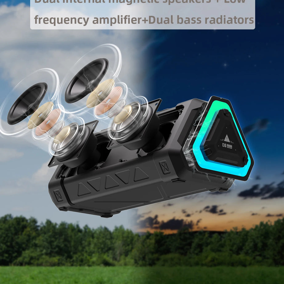 MLOVE P3 Outdoor Bluetooth Speaker, 40W Output Power Bluetooth 5.3 Speaker ,Stereo Sound IPX7 Waterproof,Micro SD Card,RGB Light