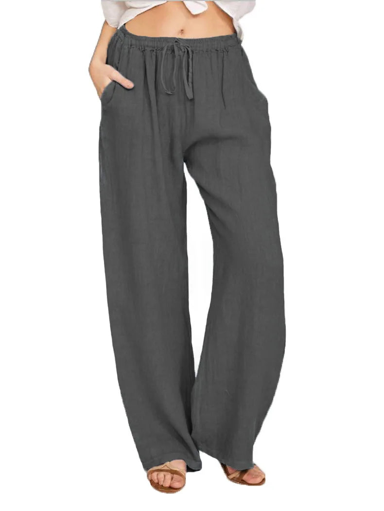 Nouveaux vêtements décontractés d'été et d'automne pour femmes en Europe, en Amérique et en Europe. Pantalons décontractés amples en coton et chanvre.