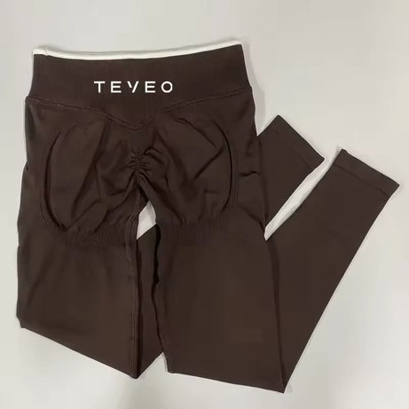 TEVEO Ignite Sculpt Leggings froncés sans coutures pour femme, pantalon de yoga, gainage des hanches, course à pied, sport, salle de gym, gamme Ignite Sculpt