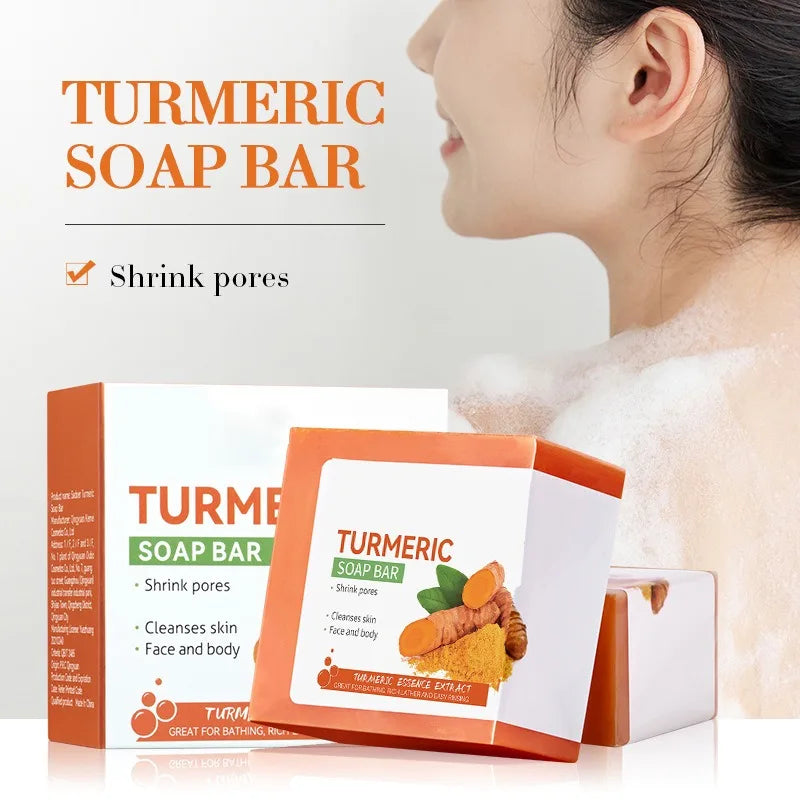 Savon artisanal au curcuma pour le corps, éclaircit les aisselles et les jambes, soin du visage et de la peau douce.