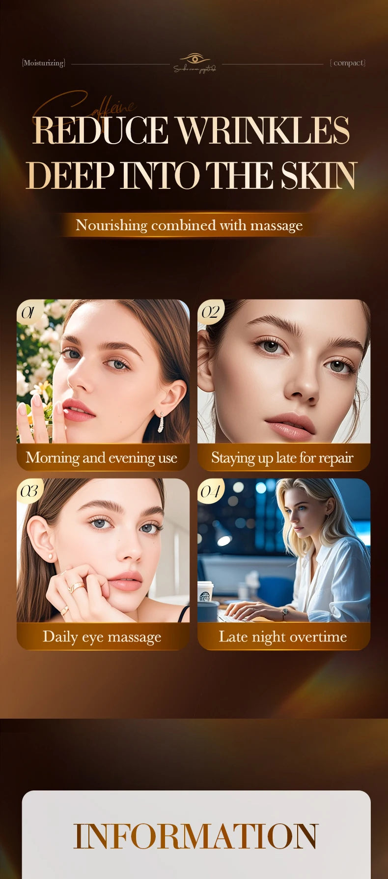 Crème contour des yeux SADOER à base de venin de serpent, de peptides et de caféine, anti-rides, massante, anti-cernes et hydratante. Soin anti-âge pour les yeux.