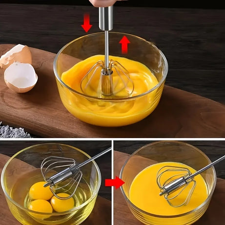 Batteur à œufs en acier inoxydable, mélangeur semi-automatique durable pour mélanger, remuer et battre les œufs sans effort, idéal pour la pâtisserie.