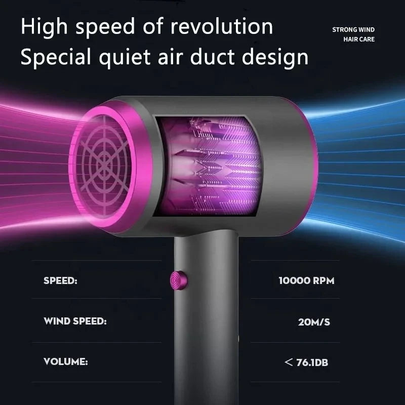 Sèche-cheveux professionnel portable avec protection ionique et thermique, idéal pour la maison, l'hôtel et les voyages. Usage domestique et hôtelier.