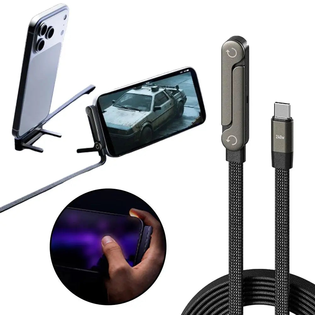 Support de téléphone portable pliable à charge rapide 240 W, câble de données, réglage multi-angle, charge continue.