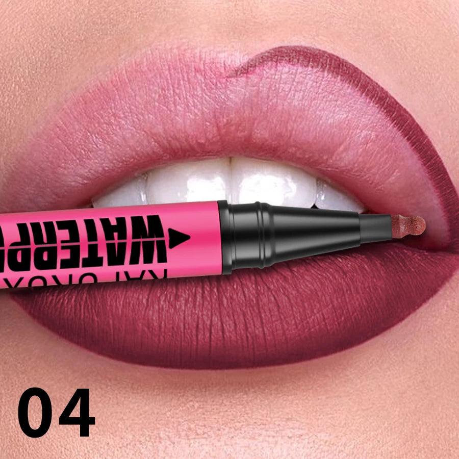 Crayon à lèvres liquide mat 12 couleurs, waterproof, effet repulpant, pour un contour des lèvres naturel et un maquillage contour des lèvres impeccable.