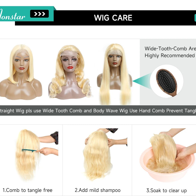 13x4 13x6 360 HD Transparent 613 Honey Blonde Color Lace Front Human Hair Wigs for Women Raw Brazilian Straight Lace Frontal Wig