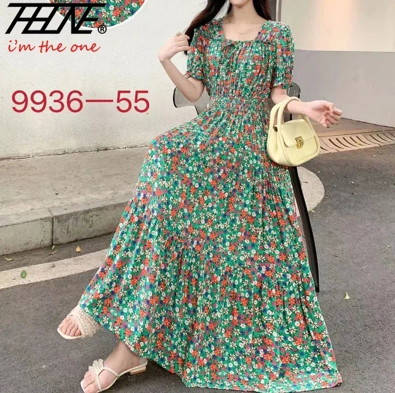 Women's Summer Indian Dress Robe Floral Korean Long Vintage Cotton Bohemian 2025 Casual Vestidos Para Mujer New in Dresses