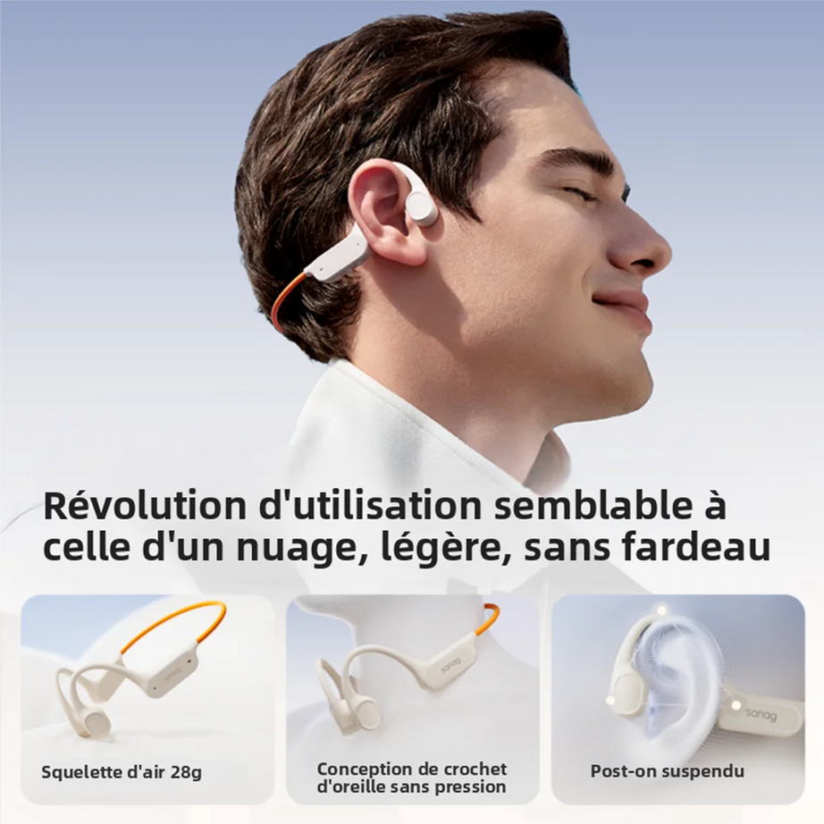 Écouteurs Bluetooth à conduction osseuse Sanag B33S, oreille ouverte, IPX8, pour la natation, mémoire de 32 Go, sans fil, compatibles MP3.