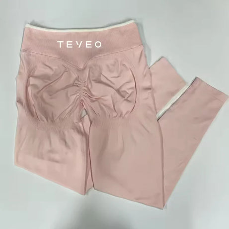 TEVEO Ignite Sculpt Leggings froncés sans coutures pour femme, pantalon de yoga, gainage des hanches, course à pied, sport, salle de gym, gamme Ignite Sculpt