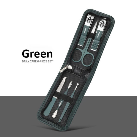 Kit de manucure et pédicure professionnel 6/9 pièces en acier inoxydable avec coupe-ongles et étui de voyage.