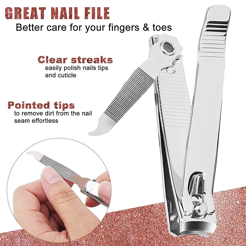 Coupe-ongles résistant aux éclaboussures, ciseaux en acier inoxydable pour la manucure, pour ongles durs, lames larges et durables