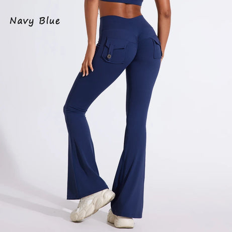 Pantalon de yoga taille haute à poches pour femme DIAS FIT JOY, effet push-up, séchage rapide, idéal pour la course, le sport et la salle de gym.