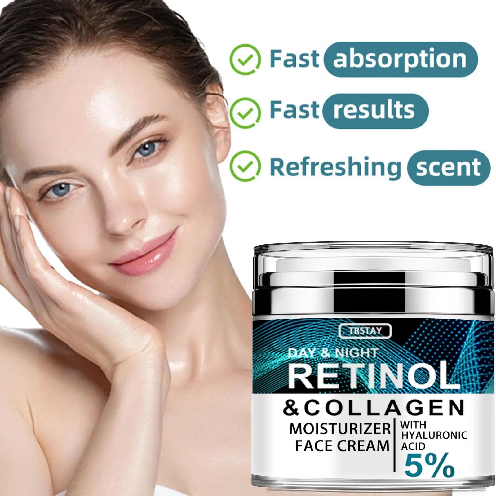 Crème au collagène, rétinol et acide hyaluronique, Crème visage au rétinol et collagène,