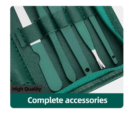 Kit de manucure et pédicure professionnel 6/9 pièces en acier inoxydable avec coupe-ongles et étui de voyage.