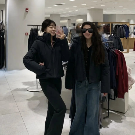 ETJ Automne/Hiver 2025 Nouvelle veste courte femme en coton épais chaud et imperméable à capuche, imitation coupe-vent, manteau d'extérieur 4749703
