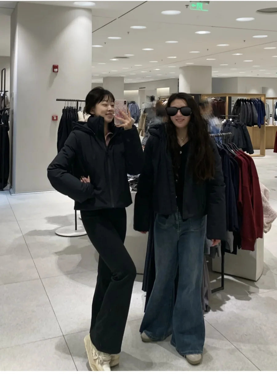 ETJ Automne/Hiver 2025 Nouvelle veste courte femme en coton épais chaud et imperméable à capuche, imitation coupe-vent, manteau d'extérieur 4749703