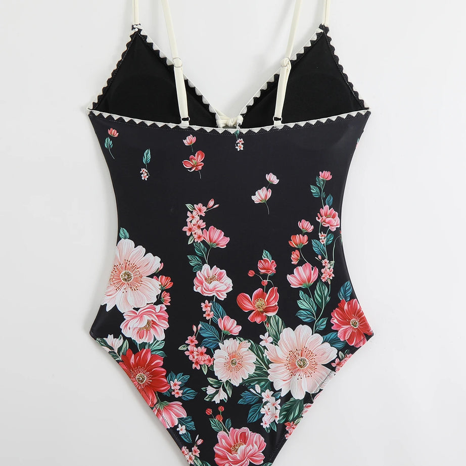 Maillot de bain une pièce imprimé 2026 pour femme, à lacets, body push-up, monokini, tenue de plage d'été