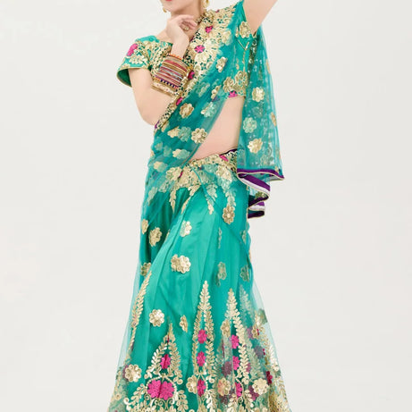 Indian Dance Costume Boutique Embroidery Lenhana Kali Punjab Bollywood Performance Dress Katak Women