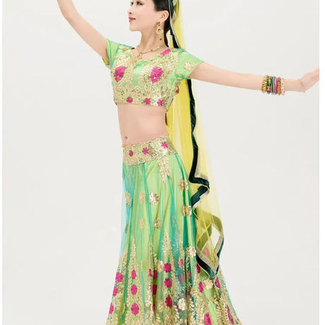 Indian Dance Costume Boutique Embroidery Lenhana Kali Punjab Bollywood Performance Dress Katak Women