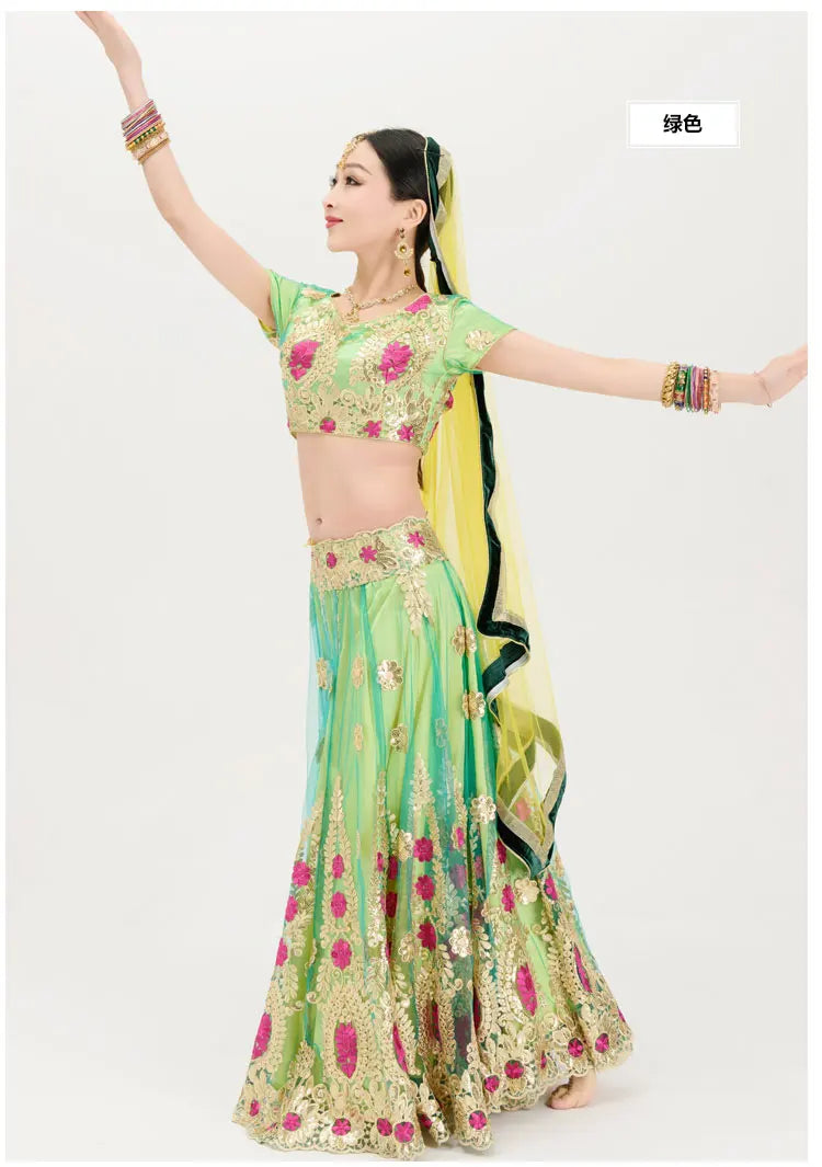 Indian Dance Costume Boutique Embroidery Lenhana Kali Punjab Bollywood Performance Dress Katak Women