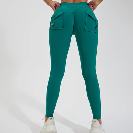 Pantalon de yoga en nylon DIAS FIT JOY, avec poches arrière, effet push-up, respirant et sans coutures apparentes.
