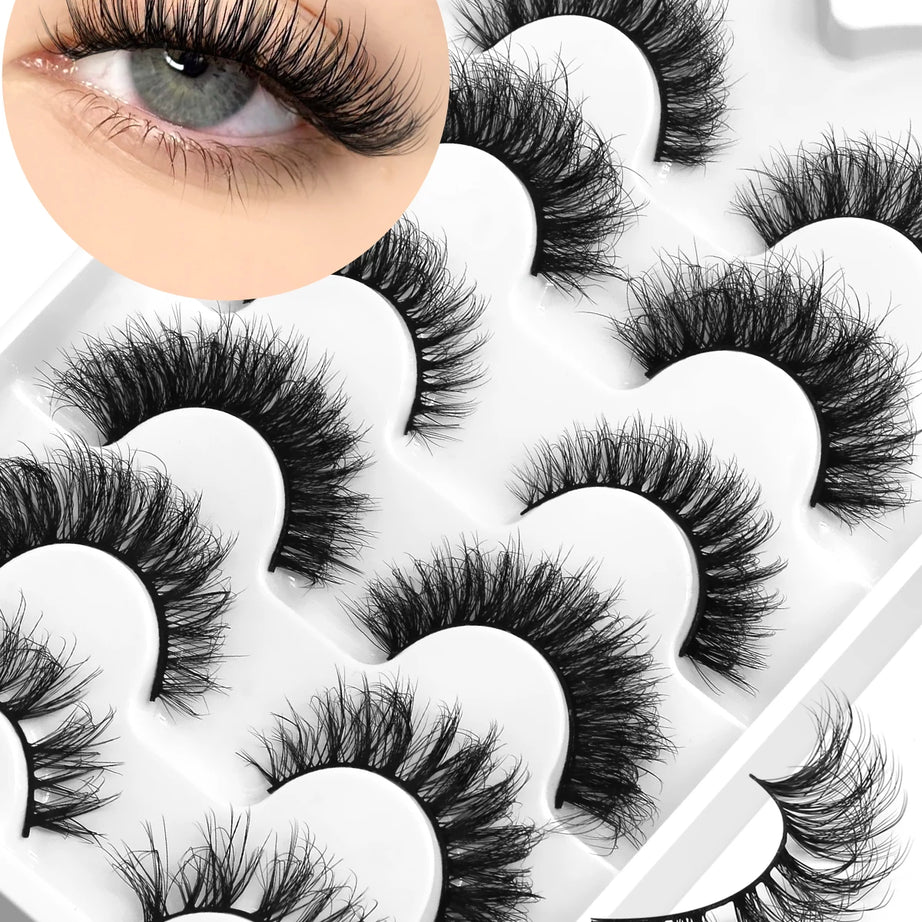Cils en vison 3D GROINNEYA, effet chat, volume léger et vaporeux, effet naturel et aérien, bande flexible et légère