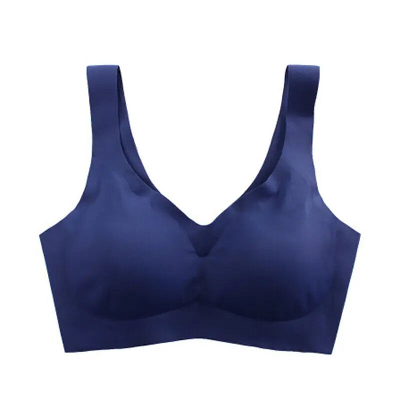Soutien-gorge sans coutures en soie glacée pour femme (collection 2024), coussinets amovibles, effet push-up, brassière de yoga respirante, sans armatures.