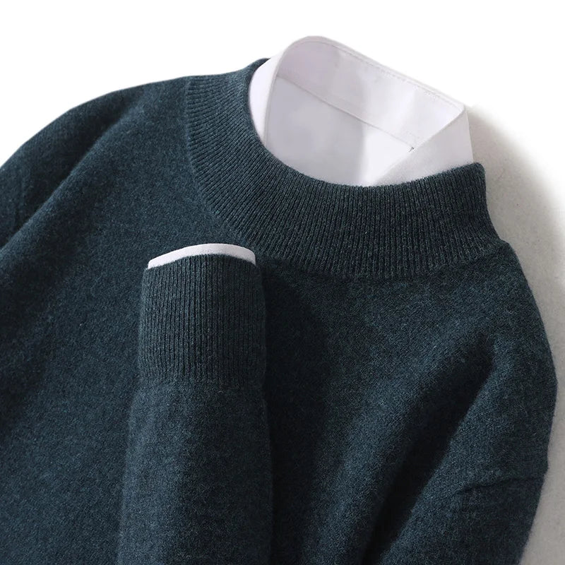 Pull 100 % laine mérinos pour femme, grande taille jusqu'à 5XL, col demi-lune, maille ample, manches longues, finitions cachemire.
