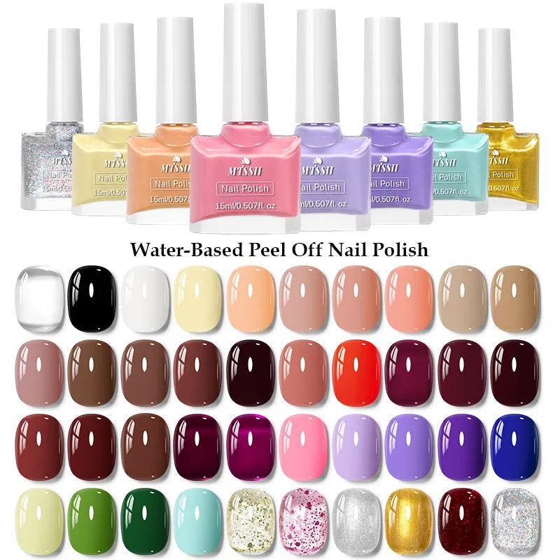 15ml Water-Based Nail Polish 40 Colors Long Lasting Quick Drying No Need of Lamp to Cure Nail Supplies Vernis for Nails Manicure