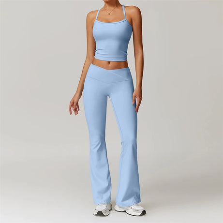 Ensemble de yoga 2 pièces pour femme, survêtement de sport, tenue de Pilates et fitness, soutien-gorge push-up et legging.