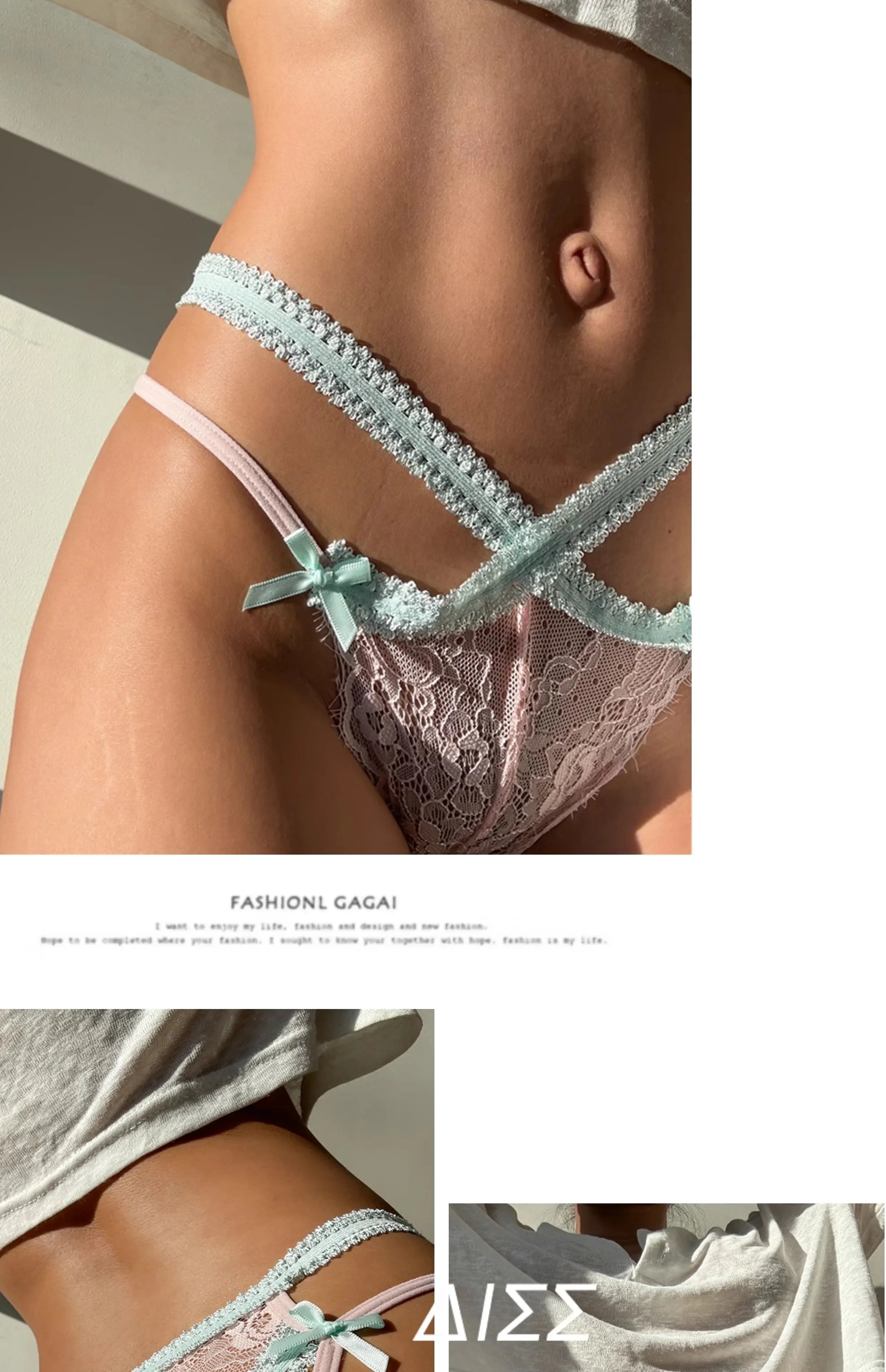 Culotte sexy pour femme SP&CITY, taille basse, avec nœud transparent et entrejambe en coton doux et fin, ornée de dentelle et de bandes croisées.